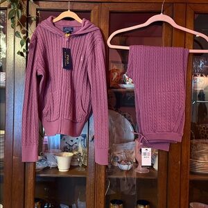 Ralph Lauren Lavender Cable Knit Hoodie 8-10 NWT